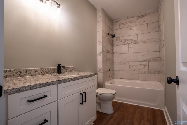 55 Edgewood St, Rainsville, AL 35986 - full bath with toilet, wood finished floors, vanity, and shower / washtub combination