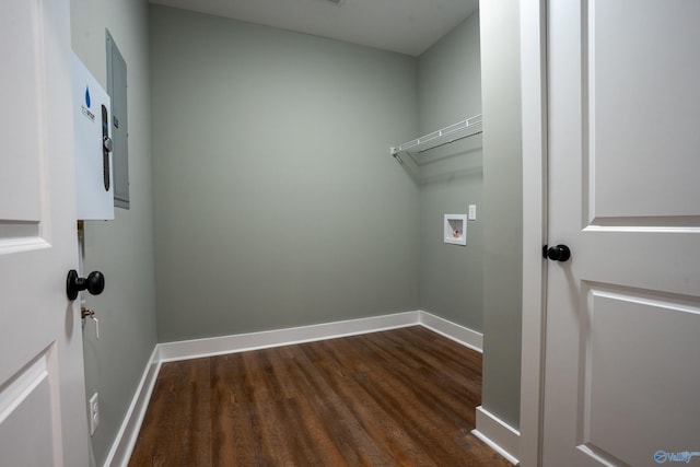 55 Edgewood St, Rainsville, AL 35986 - laundry room with dark wood finished floors, washer hookup, and baseboards