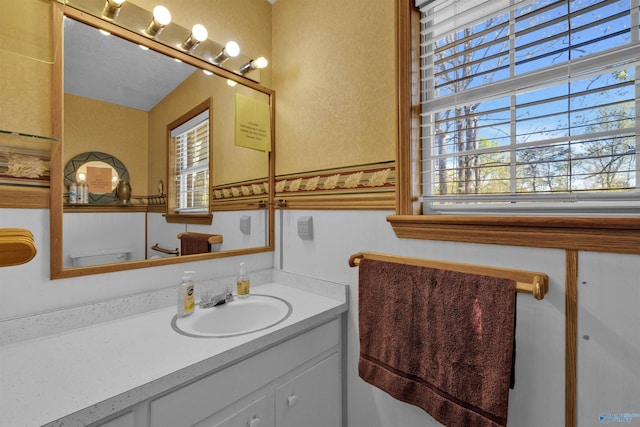 bathroom featuring a wealth of natural light and vanity