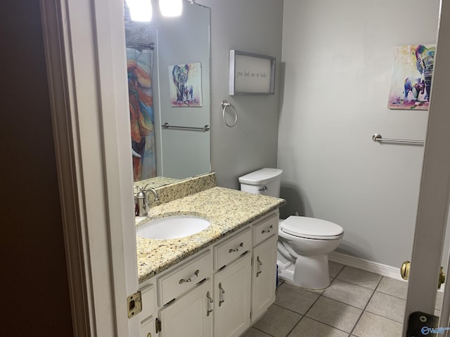 bathroom featuring tile patterned floors, toilet, and vanity