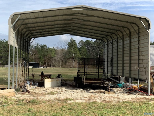 view of parking / parking lot with a carport