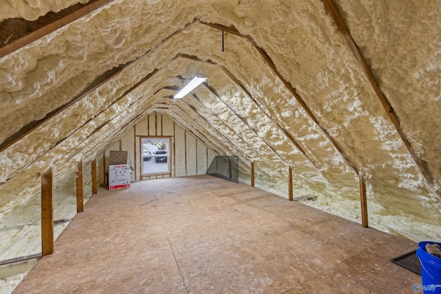 view of unfinished attic