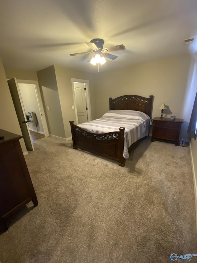 bedroom with carpet and ceiling fan