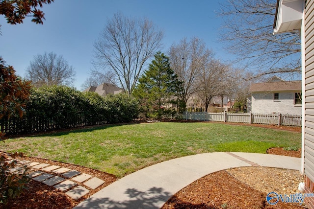 view of yard with a patio area and a fenced backyard