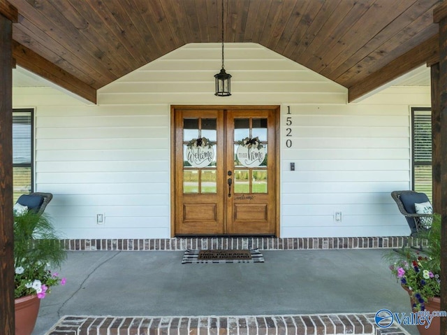 view of exterior entry with french doors