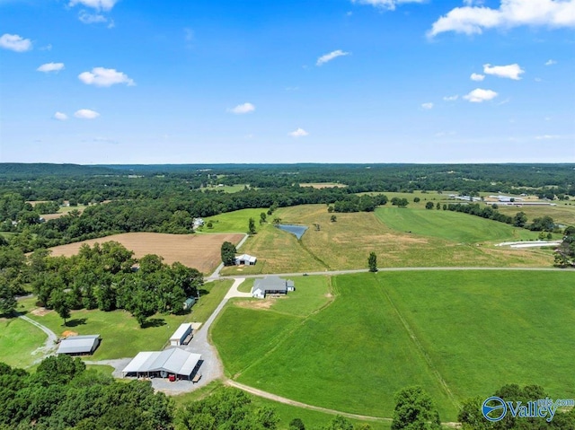 aerial view with a rural view