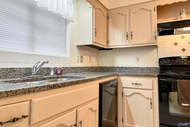 kitchen featuring sink and black appliances