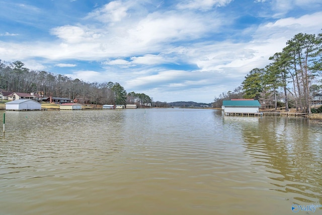 water view with a boat dock