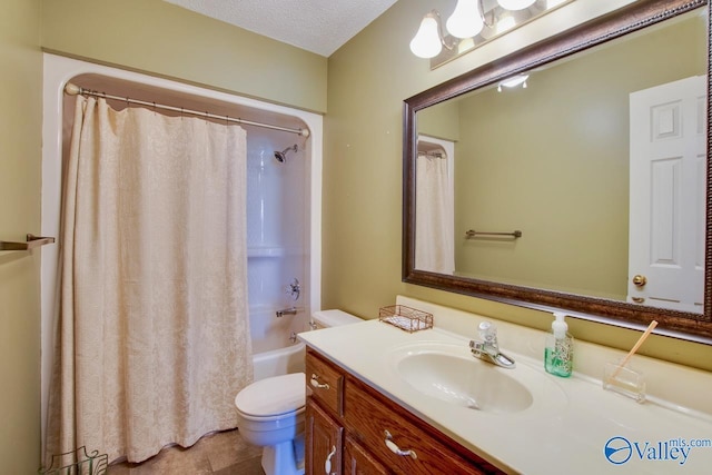 24430 Chadwick Dr, Athens, AL 35613 - full bathroom with vanity, shower / tub combo, and a textured ceiling