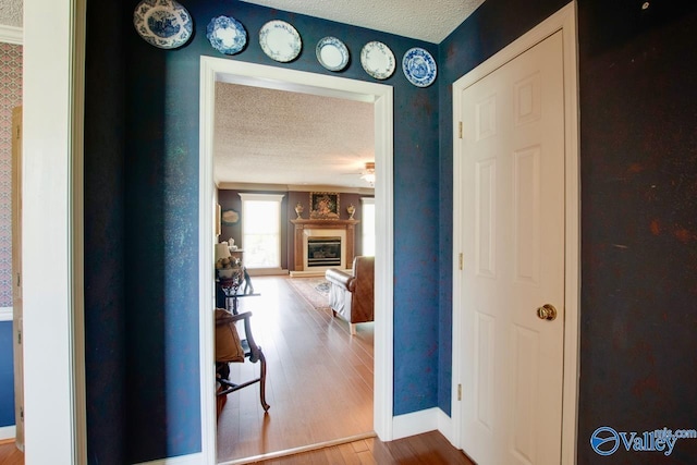 24430 Chadwick Dr, Athens, AL 35613 - corridor with a textured ceiling and wood finished floors