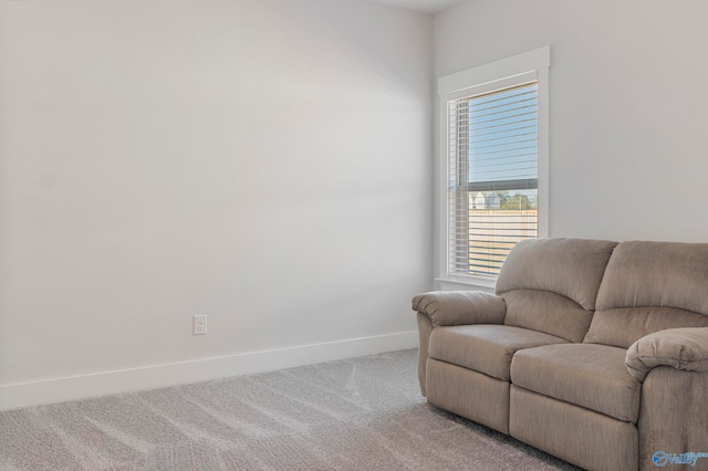 living area featuring carpet