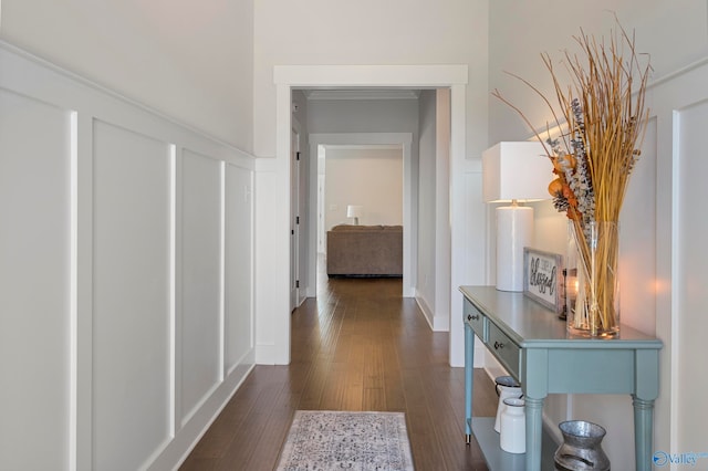 hall featuring dark hardwood / wood-style flooring