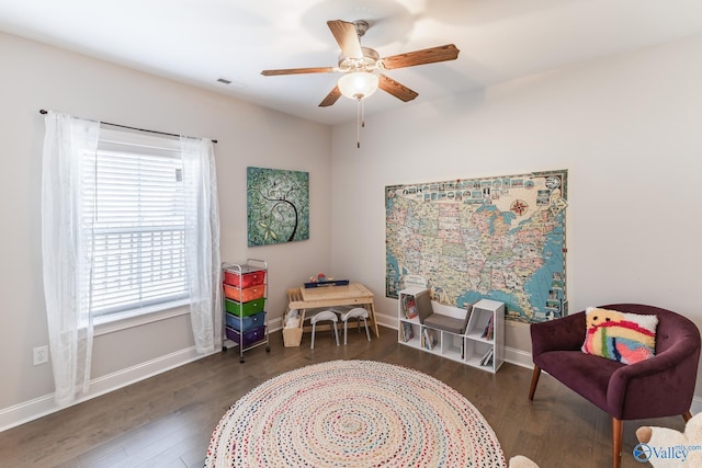 202 Maureen Dr, Madison, AL 35756 - sitting room with healthy amount of natural light, ceiling fan, and wood finished floors