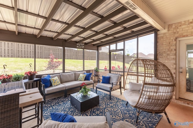 202 Maureen Dr, Madison, AL 35756 - sunroom featuring an outdoor hangout area and beamed ceiling