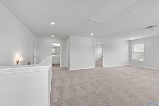 103 Gander Cir, Owens Cross Roads, AL 35763 - empty room with attic access, light colored carpet, and recessed lighting