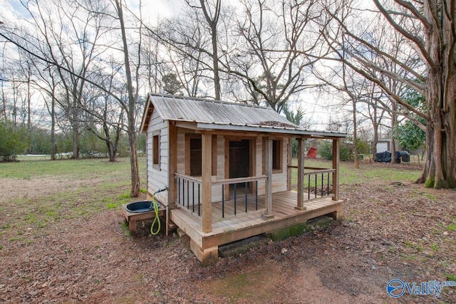 deck with an outdoor structure