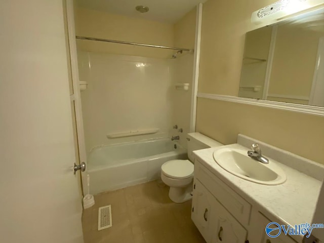 full bathroom featuring vanity, toilet, and shower / bath combination