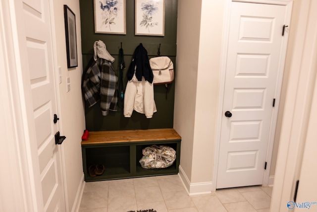 mudroom featuring light tile patterned floors