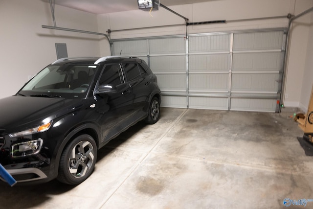 garage with a garage door opener