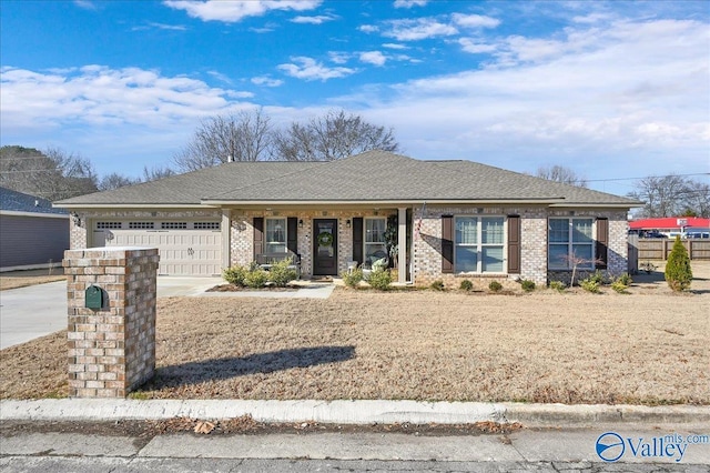 single story home with a garage