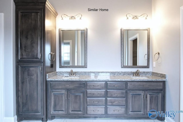 full bath with a sink and double vanity