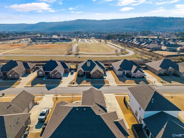 birds eye view of property featuring a residential view and a mountain view