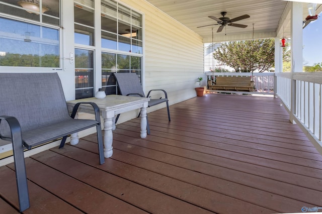 1045 Cove Rd, Southside, AL 35907 - wooden terrace featuring a porch and a ceiling fan