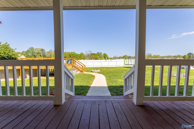 1045 Cove Rd, Southside, AL 35907 - wooden terrace with a yard and a fenced backyard