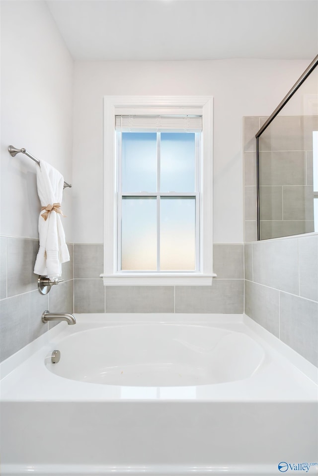 bathroom featuring a washtub