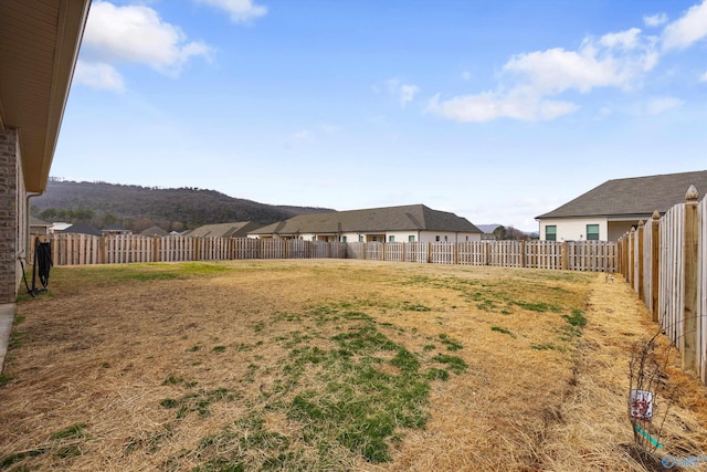 view of yard featuring a fenced backyard