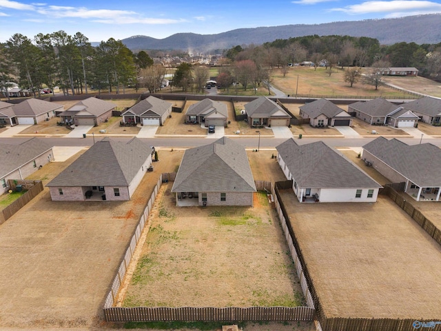 aerial view with a mountain view and a residential view