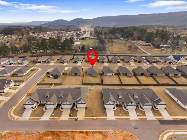 aerial view with a residential view and a mountain view