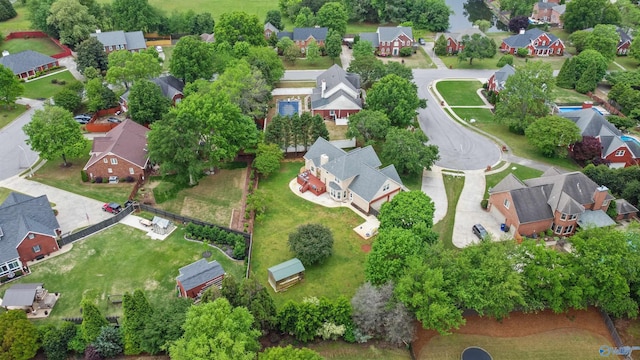 birds eye view of property with a residential view