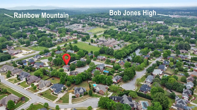 aerial view with a residential view