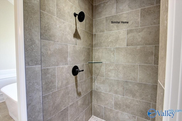 bathroom with plus walk in shower