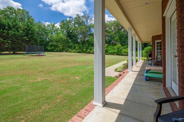 view of yard featuring a trampoline