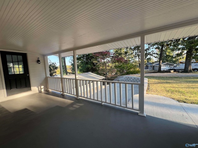 view of patio featuring a porch