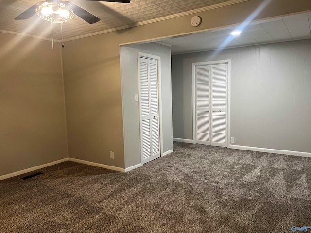 additional living space featuring carpet floors and ceiling fan