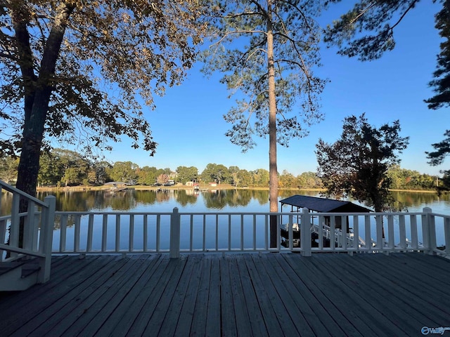 deck with a water view