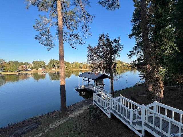 dock area featuring a water view