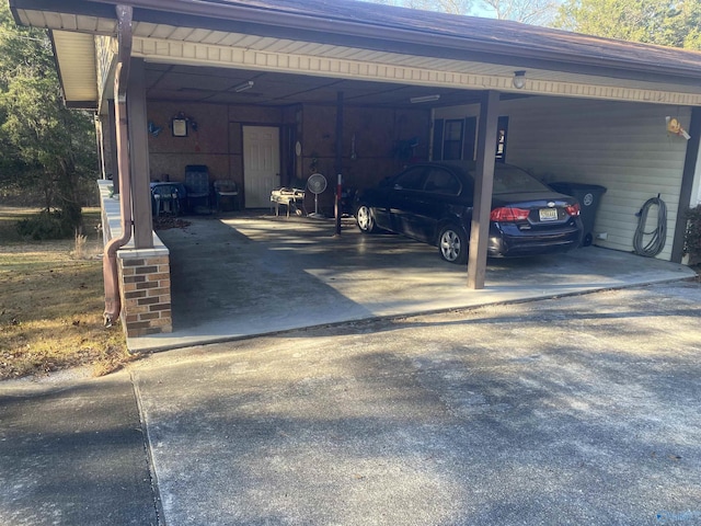 exterior space featuring a carport