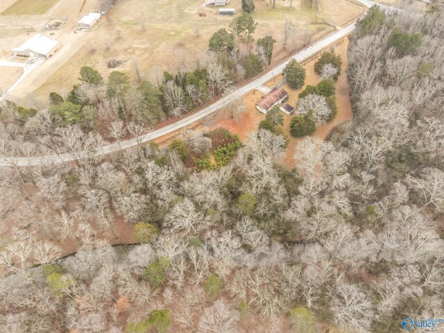 birds eye view of property featuring a rural view