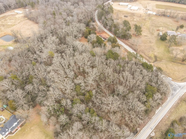 birds eye view of property featuring a rural view