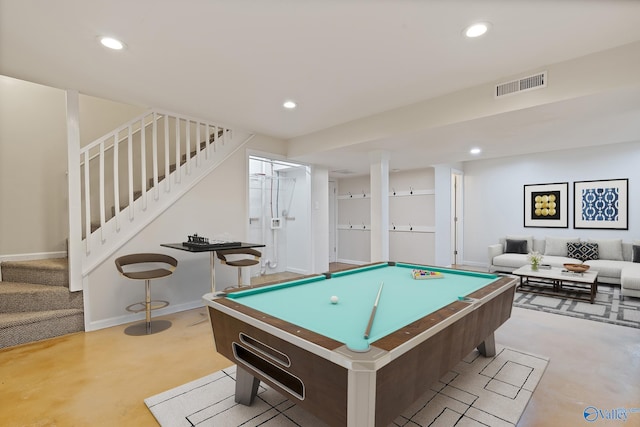 rec room with billiards