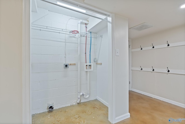 washroom featuring electric dryer hookup and hookup for a washing machine