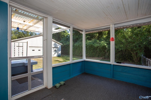 view of unfurnished sunroom