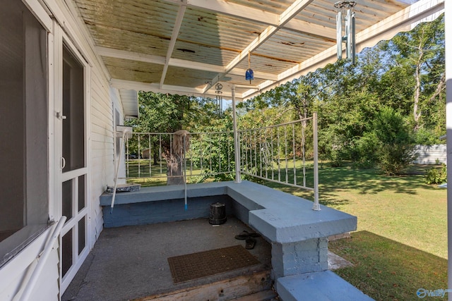 view of patio / terrace featuring ceiling fan