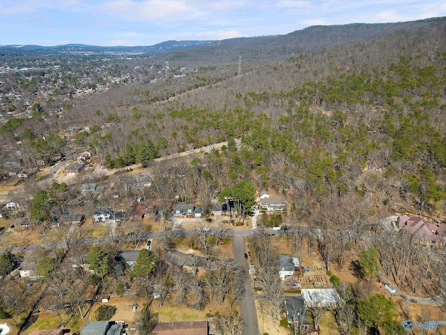 drone / aerial view featuring a mountain view