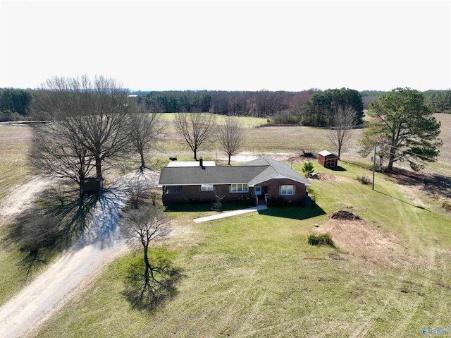 aerial view with a rural view