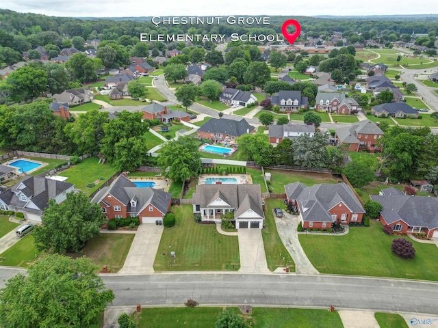 1547 Berkley St SW, Decatur, AL 35603 - aerial view of property and surrounding area with a pool and nearby suburban area